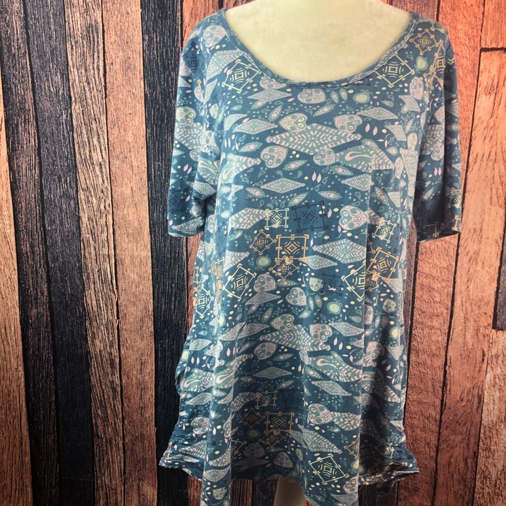 Lularoe Women's Shirt Split Sides Teal Large